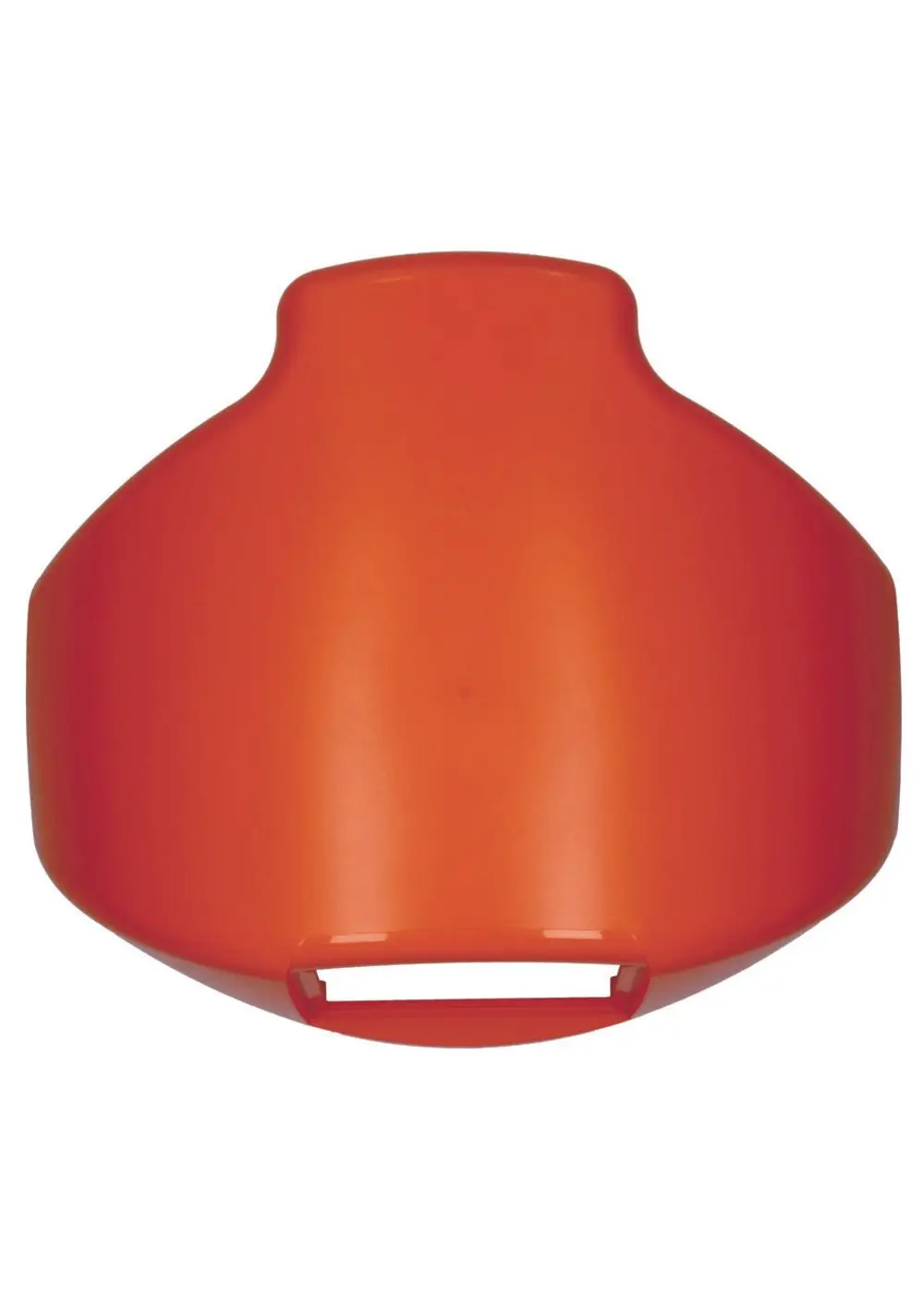 Orangefarbene Abdeckhaube, passend für bestimmte Judo-Produkte. Die Abdeckung hat eine halbrunde Form und einen Ausschnitt an der Unterseite.